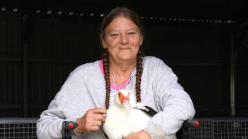 Mid North Coast Waterfowl Association president, Tanya Rae with Prinny. Picture by Rick Kernick.