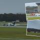 The plane landed safely at Newcastle Airport - without its landing gear - on May 13. Pictures by Marina Neil
