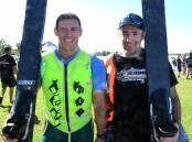 Daniel Cotton and Daniel Graziano skiers with the winning Superman crew. Scott Calvin picture.