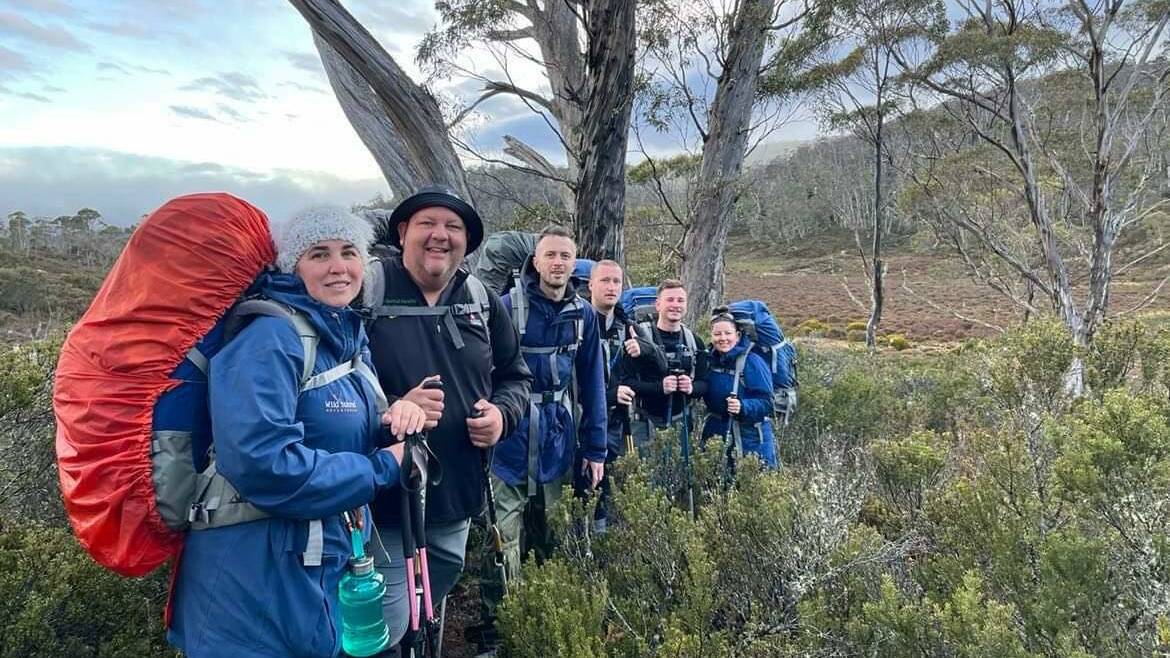 Kylie Morris, Paul Allan, Jonathan Flanagan, Matt Byram, Jordan Pares and Jacqui Mendham trekking to raise funds for Beyond Blue