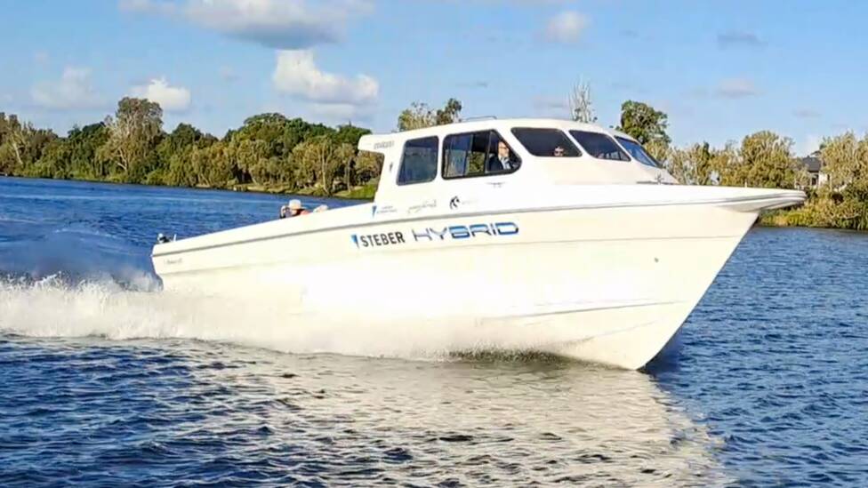 The hybrid boat has been developed in collaboration by Ampcontrol, the University of Newcastle, and Taree based boat builder, Steber International. Photo supplied. 