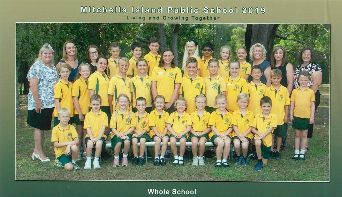 Now: The current school students at Mitchells Island Public School.