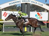 Patrick Scorse scores a big win on Laizabout at Taree this week for trainer Wayne Wilkes. Picture Manning Valley Race Club