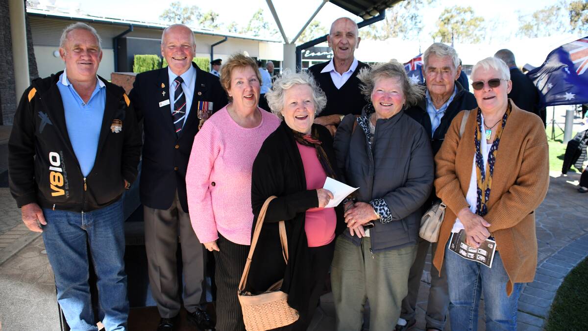 In memory of Sapper Peter Bramble: Brett and Heather Bramble, RSL sub-branch president Darcy Elbourne, Lynette and Ray King, Marcia and Joe Stanfield and Kelly Rasmussen. Scott Calvin picture
