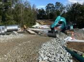 Works at the site of the replacement of the Cedar Party Creek Bridge in Wingham. Picture supplied 