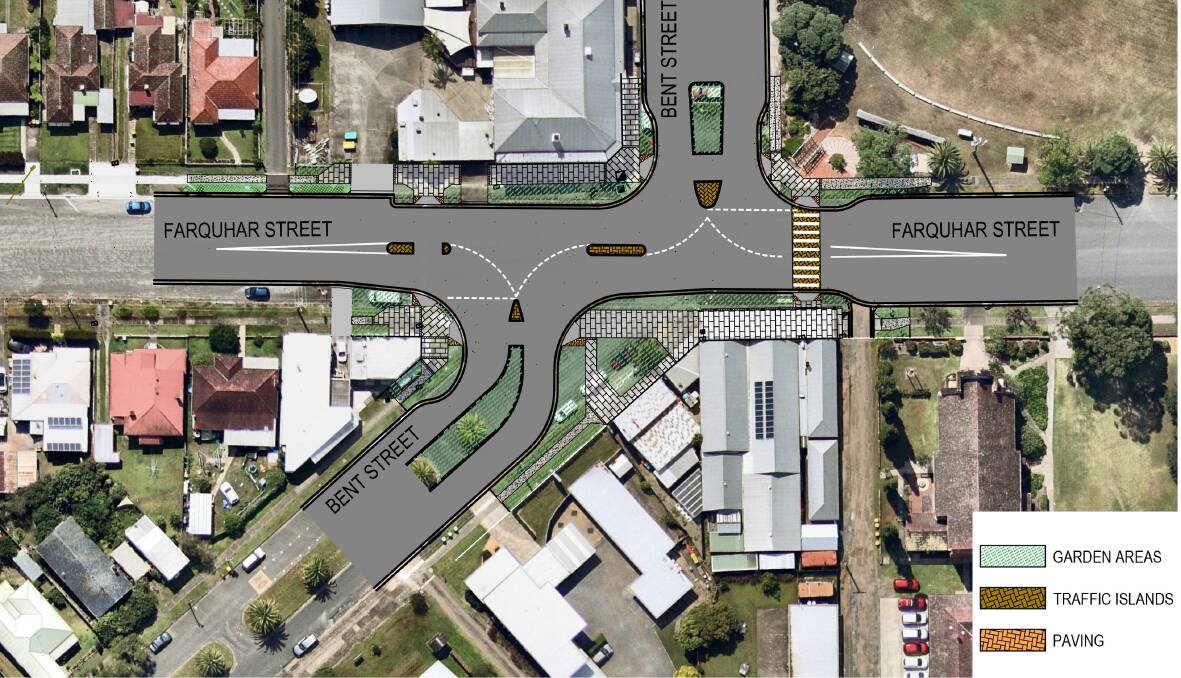 Construction on the modified t-intersection of Bent and Farquhar Streets will start late 2022 or 2023. Image supplied