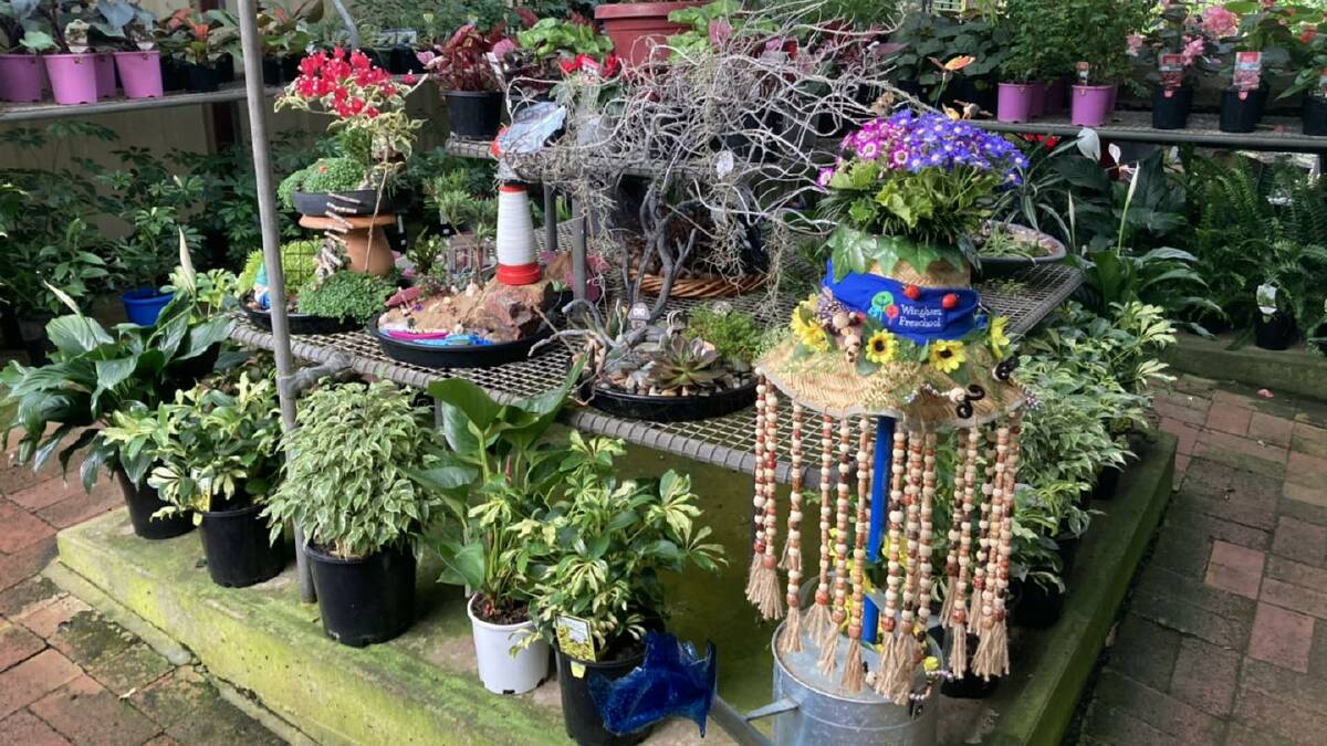 Some of the entries for the mini garden competition and an entry for the hat competition by Wingham Preschool. Picture supplied